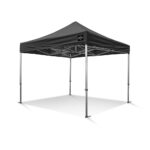 Zwarte 3x3 meter EasyUp partytent, te huur bij vanBos in Barneveld.