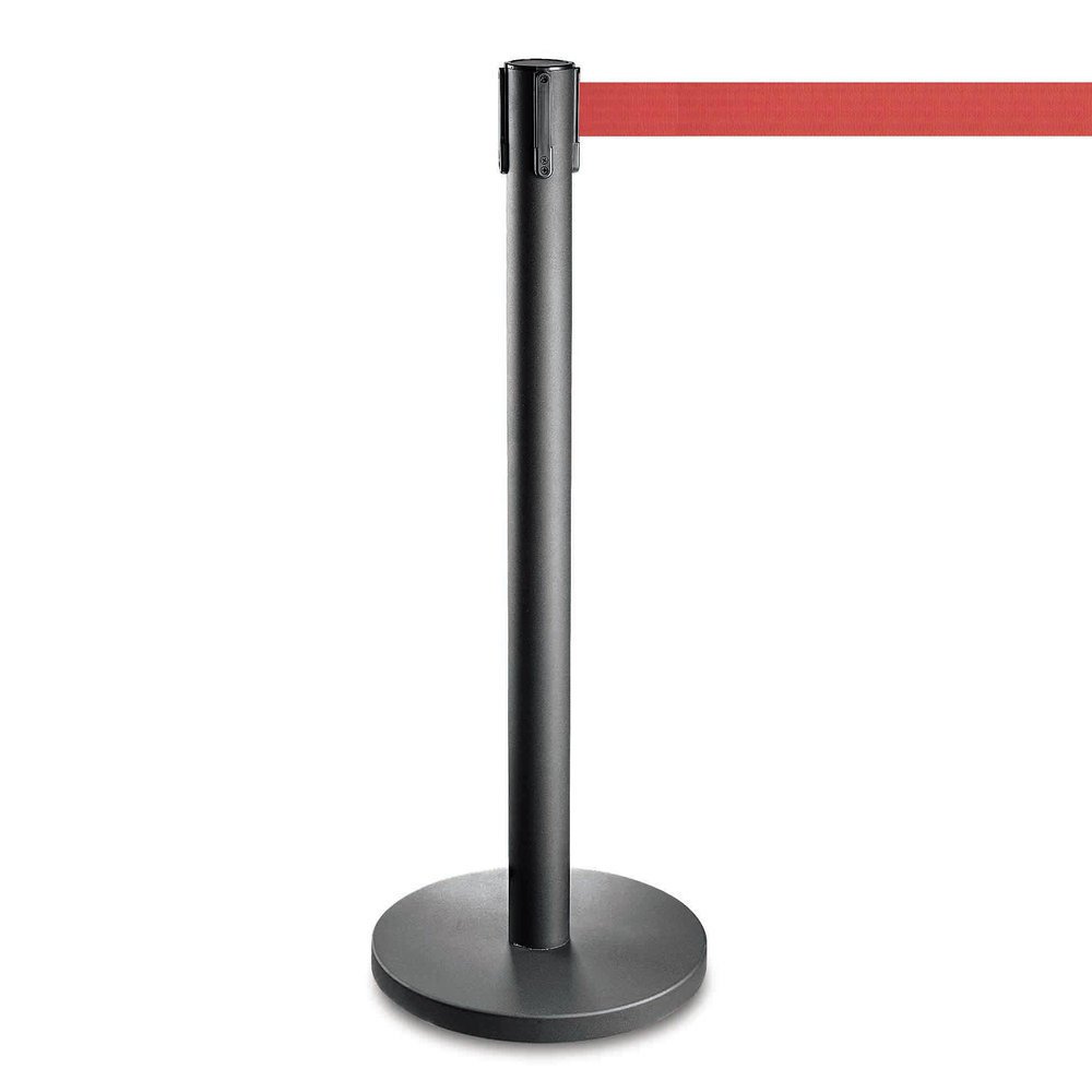 Afzetpaal met rood treklint te huur voor crowd control bij vanBos in Barneveld.