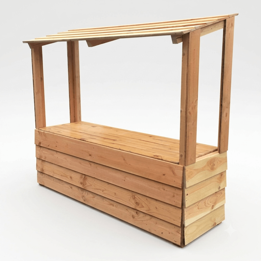 Houten uitgifte kraam