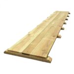 Verhuur van houten vlondervloer (0,5x4 meter) voor gebruik als tentvloer, ideaal voor het creëren van een stevige en vlakke ondergrond voor evenementen en feesten. Beschikbaar bij VanBos Barneveld.