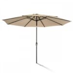 Taupe parasol te huur voor bescherming tegen de zon, ideaal voor terras en buiten evenementen
